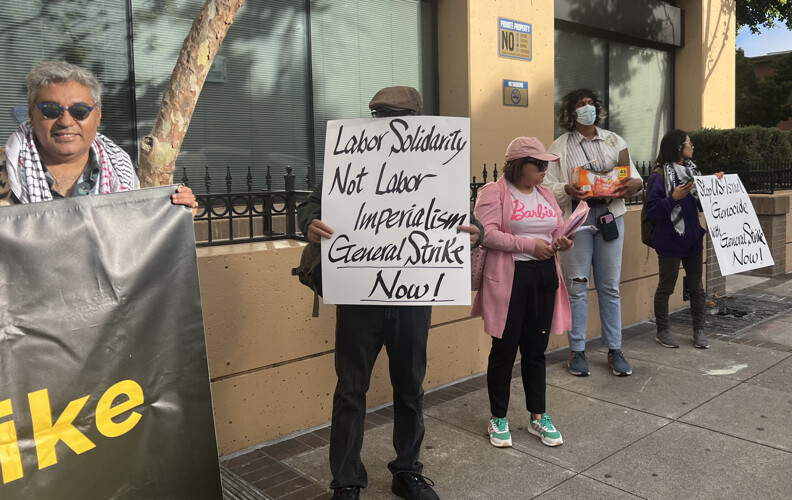 A labor rally was held at the San Francisco Labor Council to support a labor blockade of Israel to stop the US supported genocide and als...