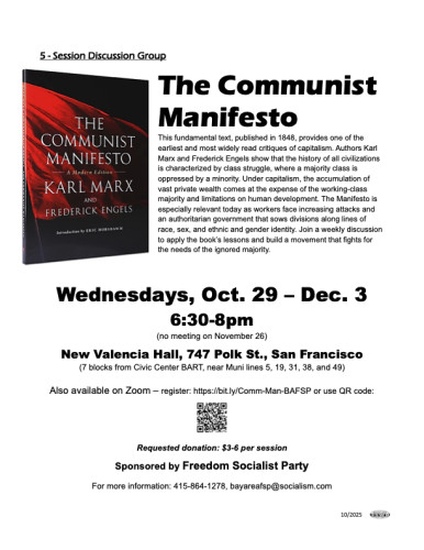 Flier announcing reading group for the Communist Manifesto
