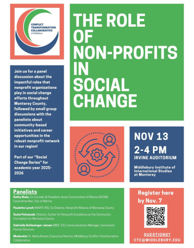 Irvine Auditorium at Middlebury Institute of International Studies at Monterey (McCone Building, 499 Pierce St)