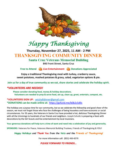 Santa Cruz Veterans Memorial Building
846 Front Street, Santa Cruz, CA 95060