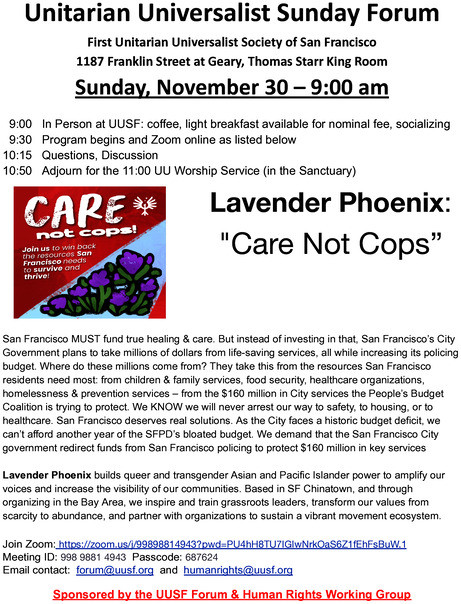 Lavender Phoenix: "Care Not Cops"
