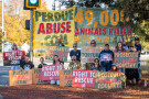 Silent protesters held a vigil outside of the Petaluma Poultry slaughterhouse Saturday to bring attention to criminal animal cruelty at t...