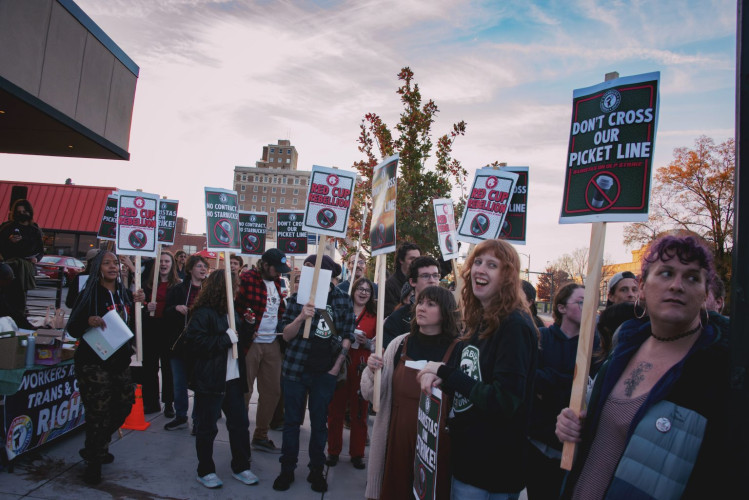 November 17, 2025 - Union Starbucks baristas with Starbucks Workers United authorized and launched an open-ended unfair labor practice (U...