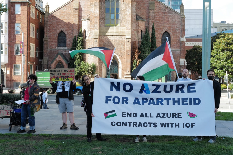No Azure for Apartheid (NOAA) calls out Microsoft at its Ignite conference for complicity in the Gaza Genocide demanding the software gia...