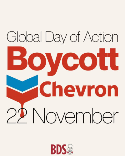 The Palestinian-led BDS movement calls for a global day of action on November 22, targeting Chevron for its role in Israel’s genocide and...