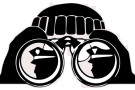 Berkeley Copwatch illustration of person with binoculars watching police