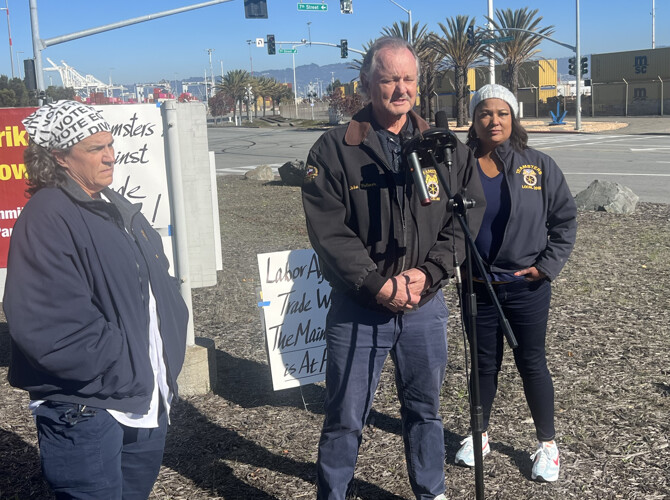 Teamsters At Port Of Oakland Opposing Trade War & Tariffs