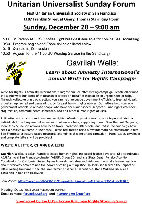 AIUSA with Gavrilah Wells: Write for Rights!