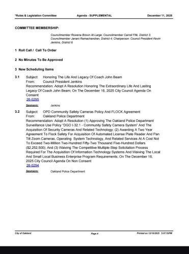 A proposal sponsored by OPD would bypass the Public Safety Committee and bring the proposal to the December 16th City Council vote. If po...