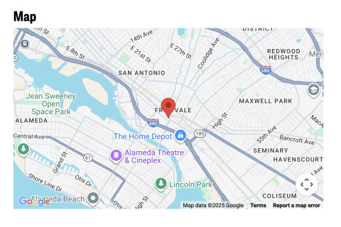 Map of event location - near Fruitvale Bart station