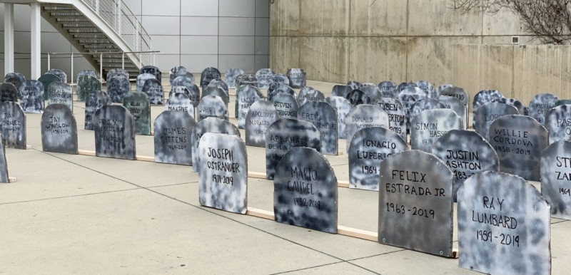 Tombstones of the homeless deaths during 2019, in San Jose. 