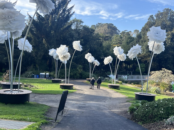 Fake Flowers Are Planted All Over The Botanical Gardens