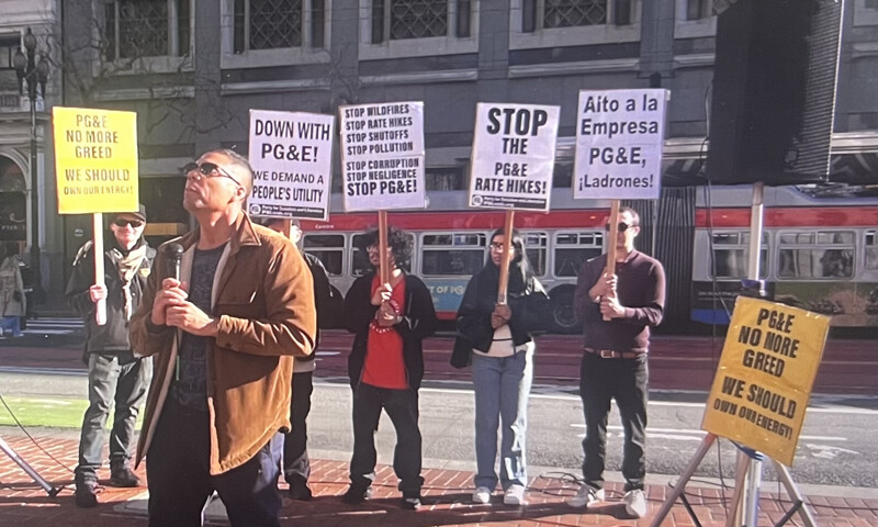 A rally was held in San Francisco to protest the failure of PG&E to supply reliable power and the increasing rates on rate payers. A ...