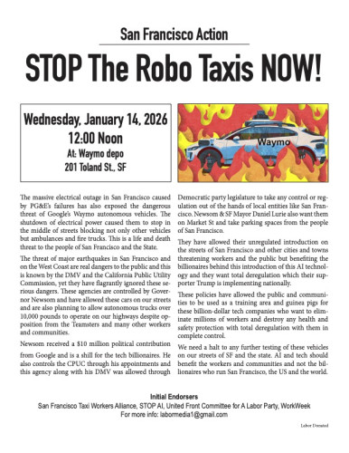 Shut Robo Taxis Down NOW!