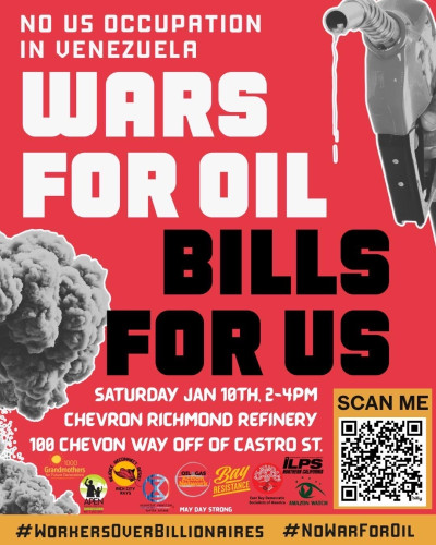 Saturday 1/10: Hands Off Venezuela at Chevron Refinery!