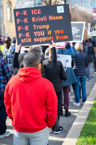Protesters marched from Capitol Park to Memorial Auditorium in Sacramento during an anti-ICE demonstration on January 10th.