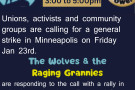 shorter info as above in text. Wolves and Raging Grannies logos