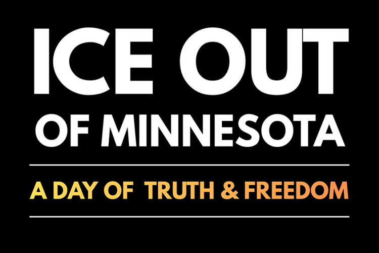 Flyer says, "ICE OUT OF MINNESOTA. A DAY OF TRUTH & FREEDOM"