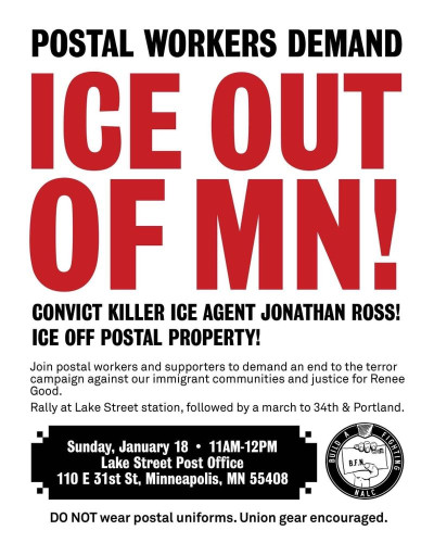Minneapolis Postal Workers Demand ICE OUT OF MN!