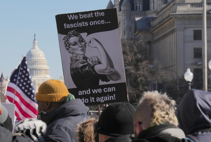 Three separate but interrelated protests took place in the nation's Capital on the first anniversary of Donald Trump's inauguration. It w...