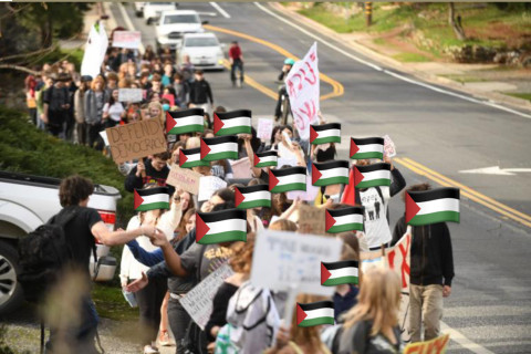Students marching to town