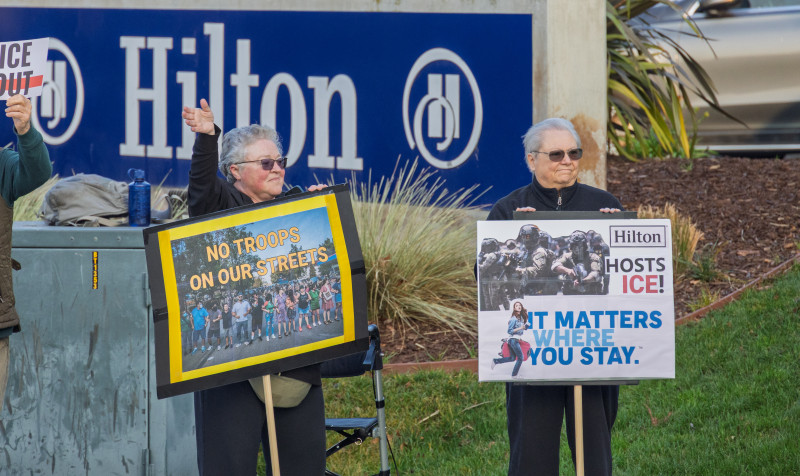 On January 23, a protest was held at the Santa Clara Hilton Hotel to call out the company's enabling of Immigration and Customs Enforceme...