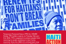 Photo with slogan Renew TPS for Haitians with rally & protest date and location