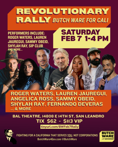 Rally flier with photos of the performers