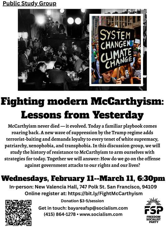 Flier for Fighting McCarthyism study group