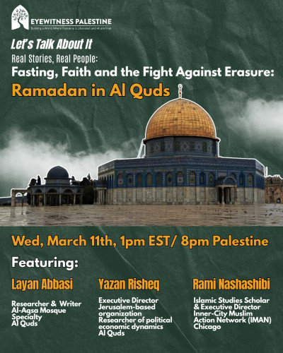 Online
https://www.zeffy.com/en-US/ticketing/ramadan-fasting-faith-and-the-fight-against-erasure-ramadan-in-al-quds