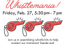 Whistlemania Workshop at the Monterey Peace and Justice Center in Seaside, CA, Friday, Feb 27, 2026, 5:30-7pm