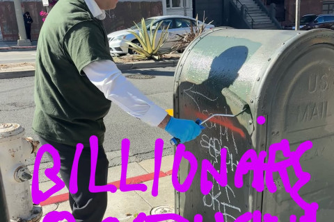Billionaire Bootlicking Dork cleans graffiti