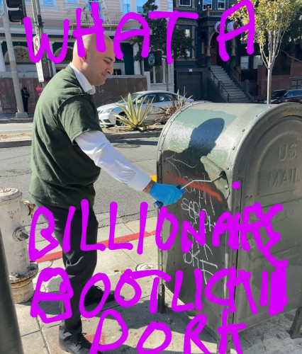 Billionaire Bootlicking Dork cleans graffiti