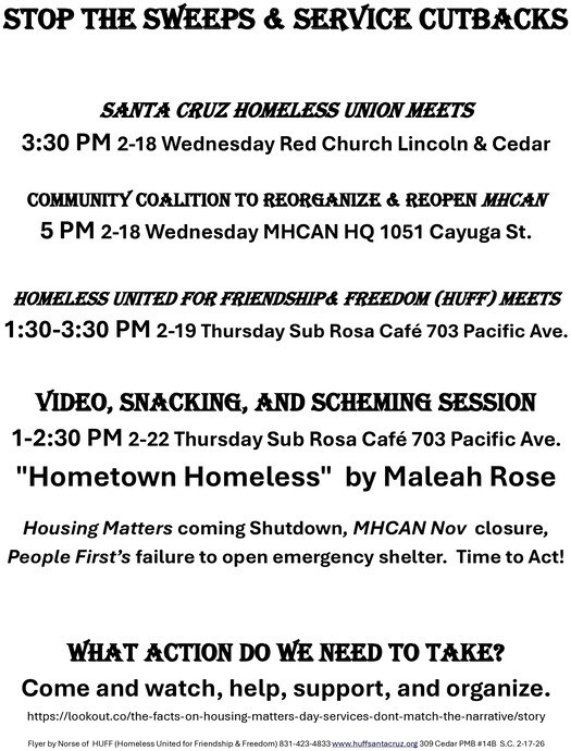 Meetings to Stop Sweeps and Secure Services