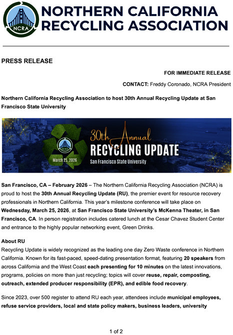 Recycling Update 30th Annual | March 25, 2026 | Hybrid