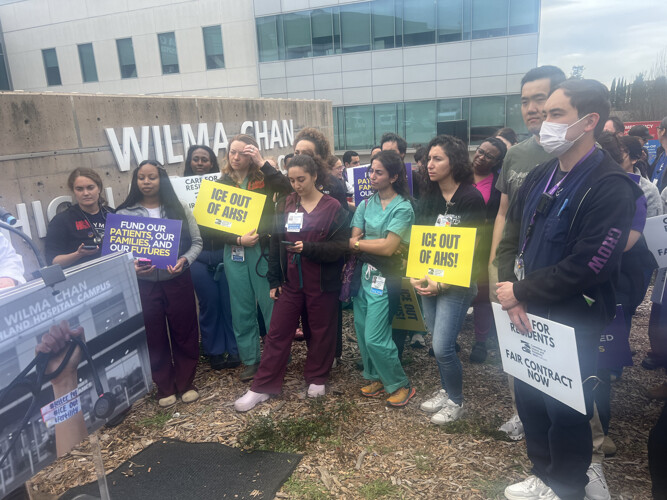 SEIU CIR and SEIU 1021 Members Rallied In Front Of AHS Highland Hospital