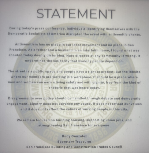 SF Bld Trades ED Helped Lurie Slander DSA For Being Anti-semites