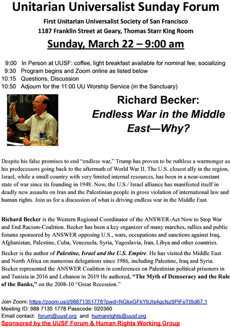 Richard Becker: "Endless War in the Middle East -- Why?"