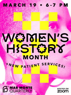 Pink and yellow event flyer with event date and title