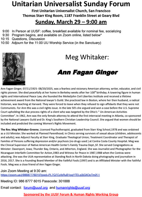 Meg Whitaker:  Ann Fagan Ginger 
