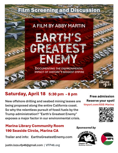 Earth's Greatest Enemy Film and Conversation at the Marina Library, March 28, 2026, 5:30-8pm
