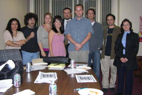 April 10, 2008 photo of anti-eviction activists, including Anne Omura, Marc Janowitz, Jorge Aguilar, Dean Preston, Adam Gold, and others,...