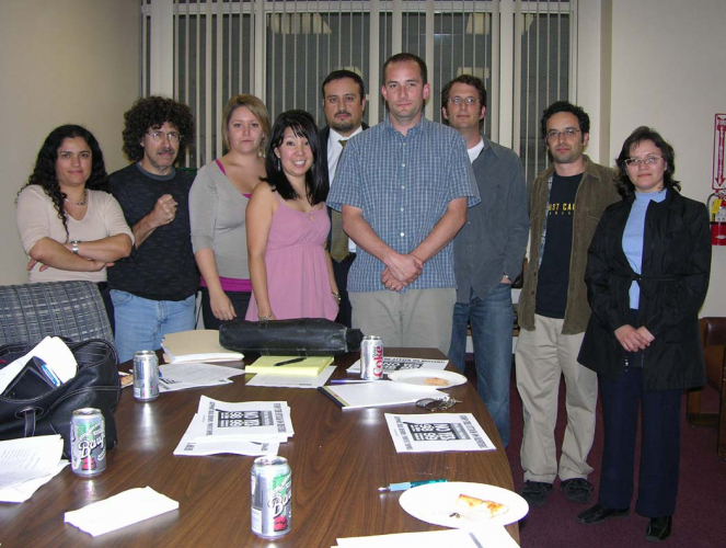 April 10, 2008 photo of anti-eviction activists, including Anne Omura, Marc Janowitz, Jorge Aguilar, Dean Preston, Adam Gold, and others,...