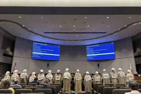 Climate Lementors at the CalPERS meeting. Photo courtesy of Third Act Sacramento.