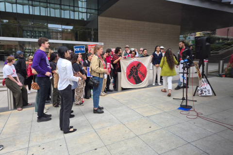 Part Of Victory Rally For CSU-Channel Islands professor Jonathan Caravello