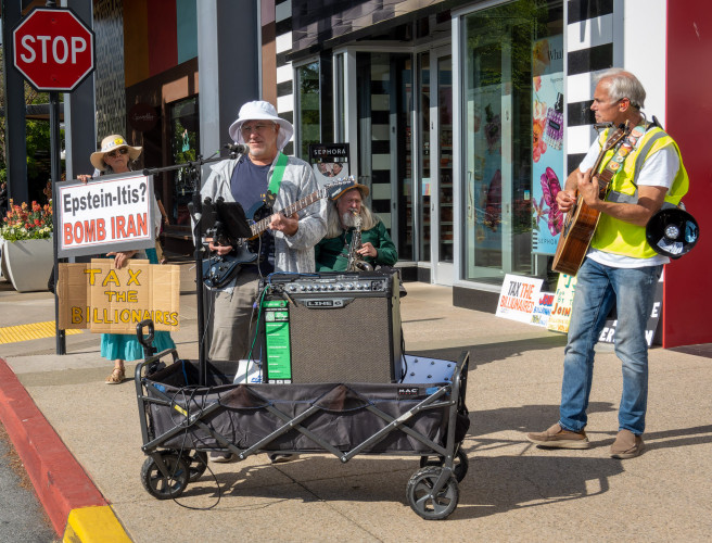 On May 1st, San Francisco Peninsula activists heeded the call to demand "No Shopping".