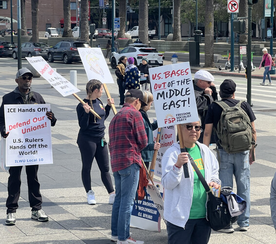 On May Day 2026 a rally was held at Harry Bridges Plaza in San Francisco for a general strike and mass democratic labor party against the...