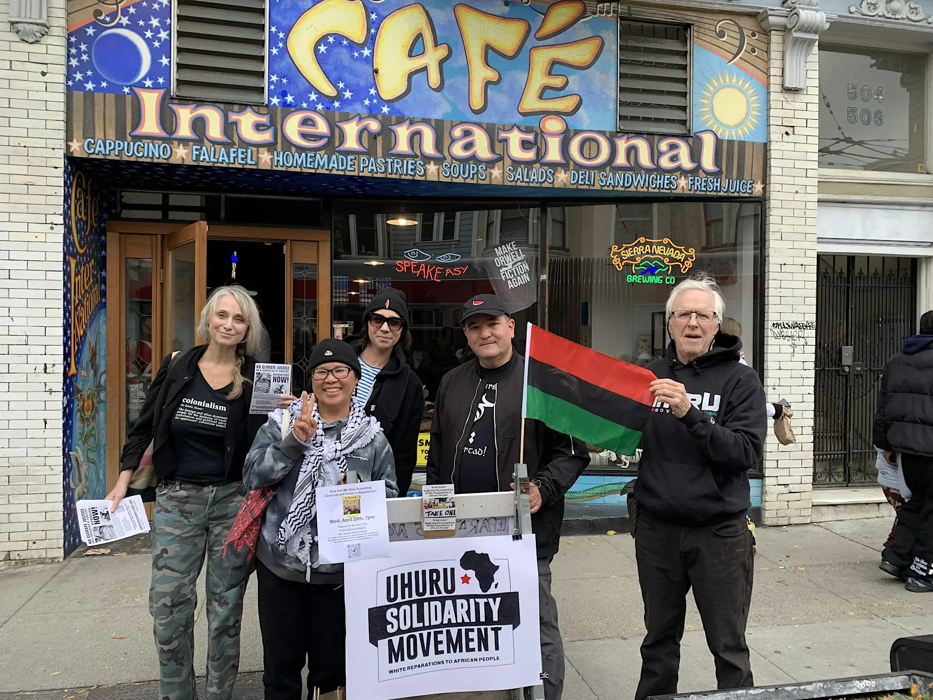 people in front of international cafe sf