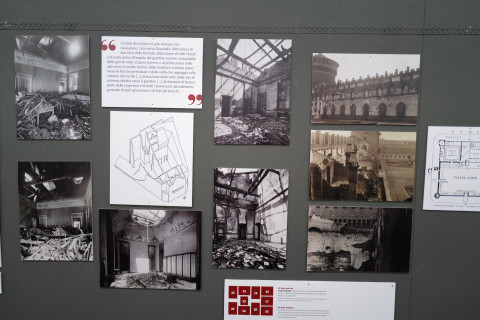 Photos showing WWII damage to the palace that was to be transformed into the library.
