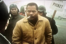 Farmworker organizer Larry Itliong on the picket line